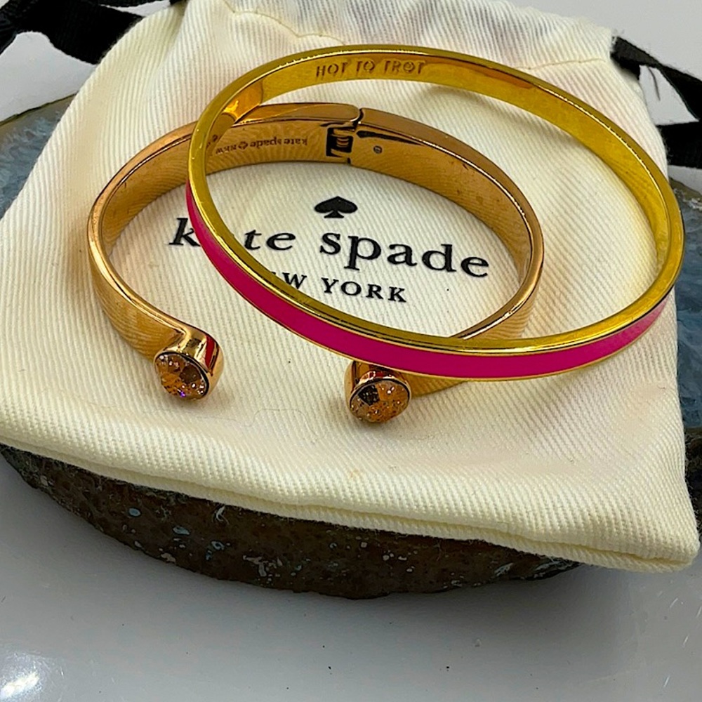Kate Spade Gold Bracelet Hot Pink, “Hot To Trot”Bracelet & Rose Gold Bracelet - Picture 7 of 10